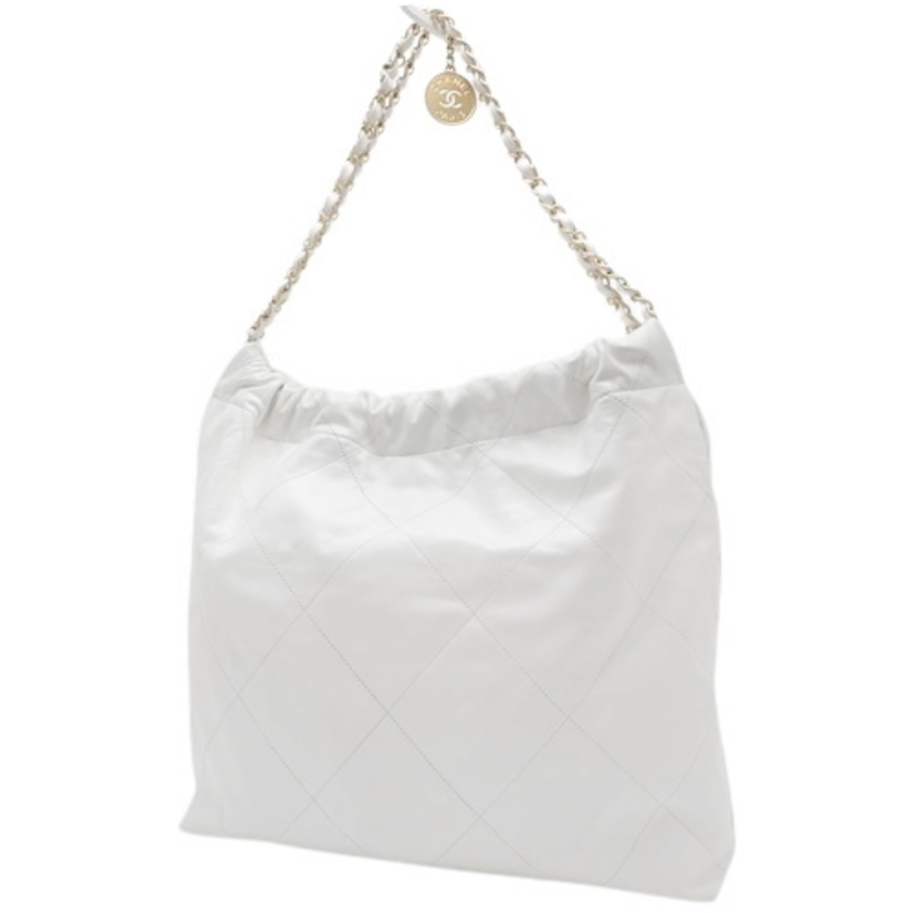Chanel White  22 Handbag Matelasse Lambskin